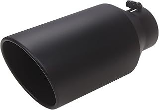 LCGP 4" inlet Universal Diesel Exhaust Tip 7" outlet 15" Long Tail Tip, Polished & Rolled Angle Cut, Bolt-On,Stainless Steel