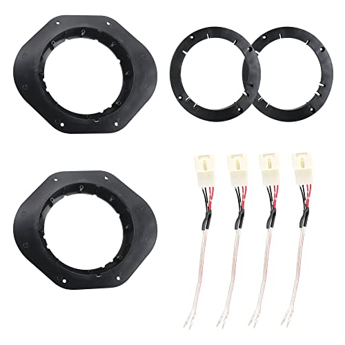 NuIth Speaker Adapter Spacer Ring w/Speaker Wire Harness Connector Replacement for Ford 2013-2021, Mazda 2011-2021 Aftermarket Speaker Cable Plug 6.5 Inch Door Speaker Adapter 4 PCS