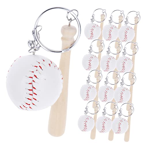 Porte-clés de baseball en bois et PU SOIMISS | Lot de 16 pièces sportives