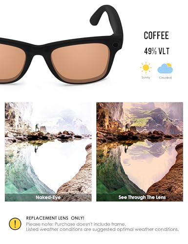 Image of BLAZERBUCK Photochromic Replacement Lenses Compatible with Ray-Ban Meta Wayfarer RW4006 | RW4012 (Gen 2) 50mm Smart Glasses