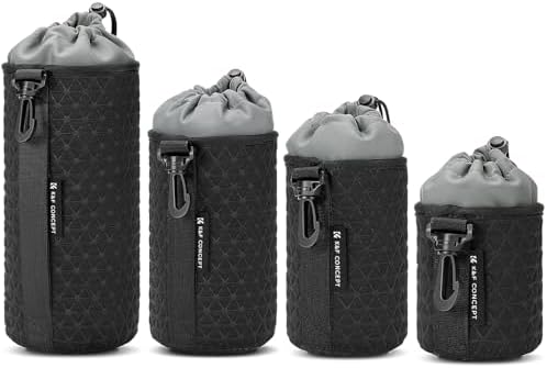 K&F Concept 4 in 1 Camera Lens Pouch Case, Drawstring Lens Protective Bag, Camera Lens Carry Bag for DSLR SLR Lens