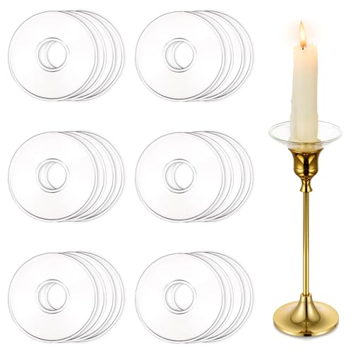 Hewory Gläser Recogegotas para velas de caña, 24 unidades - Portavelas de vidrio con protección contra goteo para velas puntiagudas, recogedor de gotas para velas de vidrio, decoración para comuniones