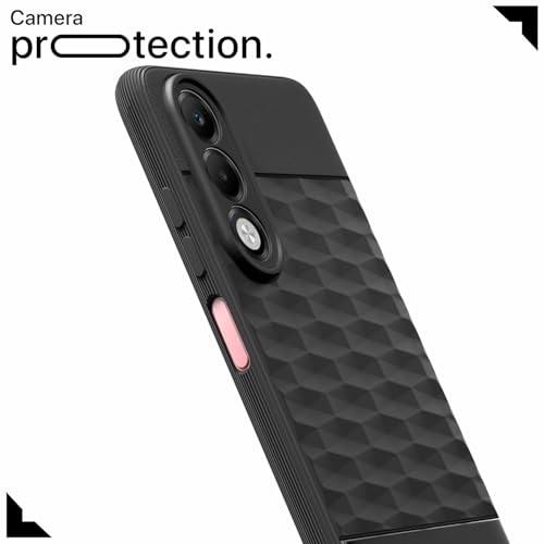 Image of Pikkme Back Cover for Oppo K13x 5G Camera Protection 3D Hexa Cube Design Silicone Protective Bumper Case (Black)