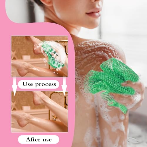 GEEHUA 2 Stück Afrikanischer Netzschwamm, African Peeling Netz Sponge, Badeschwamm Waschnetz, langer Nylon Rückenwaschlappen, Handtuch für alle Haut, tägliches Rücken-Körperpeeling(Rosa, Grün)