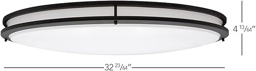 Miniatura 8 de Maxxima Lámpara LED ovalada de 32 pulgadas, color negro, 5500 lúmenes, 3 CCT seleccionables a color, 3000 K4000 K5000 K, luz interior regulable de