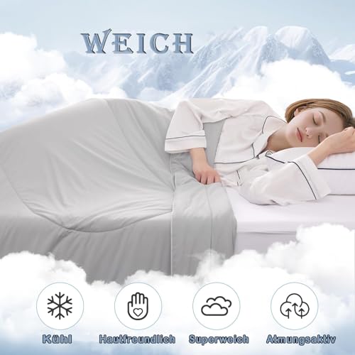 LIYGAOF Kühldecke Sommer Klimaanlage Decke: Schwangere Frauen Schlafdecke Nachtschweiß Vorbeugen Antiallergisch Atmungsaktiv Bettdecke Maschinenwaschbar (Grau, 150 * 200cm)