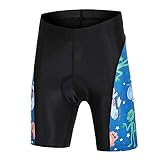 SXSHUN Kinder Jungen Mädchen Fahrrad Trikot Fahrradhose mit 3D Sitzpolster Kurzarm Radtrikot Kurzarm Radhose Radsport Bekleidung, Blue Space Radhose, 134-140