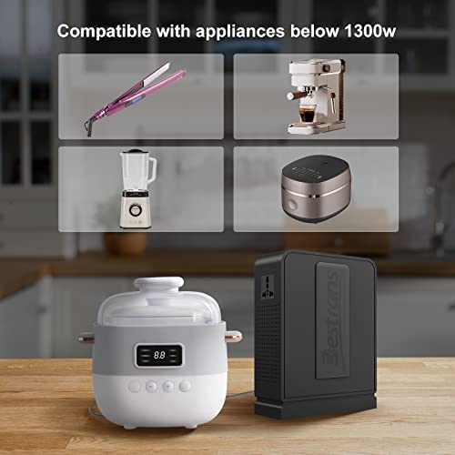 1300W Step Up Voltage Converter 110V to 220V, Slim Power Voltage Transformer for 50/60 Hz Europe Asia Appliance Use in US Canada Mexico (Grey)4