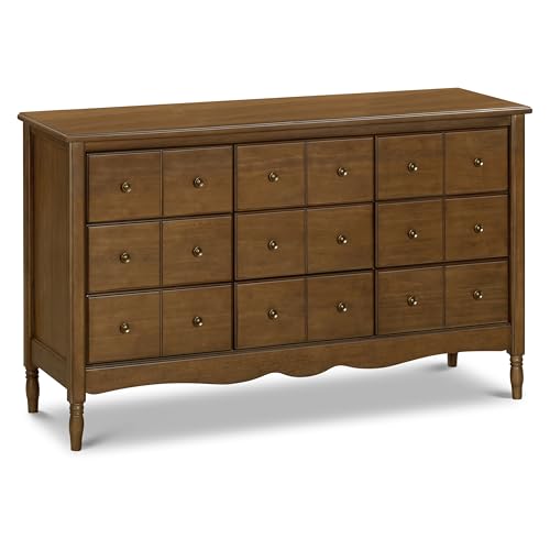 Image of Namesake Liberty 9-Drawer Dresser with 9+ inch Drawer Extension in Natural Walnut, Fully Assembled, Greenguard Gold Certified, Smooth Glide, Adult and Child Nursery Dresser, Vintage /Apothecary Design