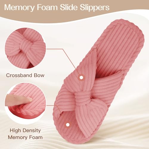 Orthoshoes Memory Foam Slippers for Women House Slippers Indoor Slides Anti Slip Open Toe Corduroy House Shoes for Women Bedroom Spa Wedding Travel Hospital Cozy Comfy2
