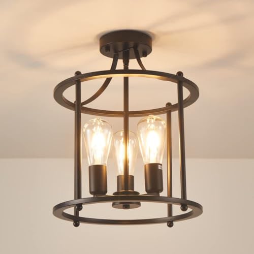 Lámpara colgante de metal negro para sala de estar y dormitorio E12