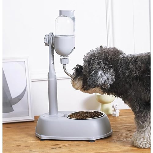 Pet Standing Water Dispenser Feeder Bowl, 500ml Adjustable Height No Drip Water Bottle with Detachable Bowl for Cats Dogs - Image 3