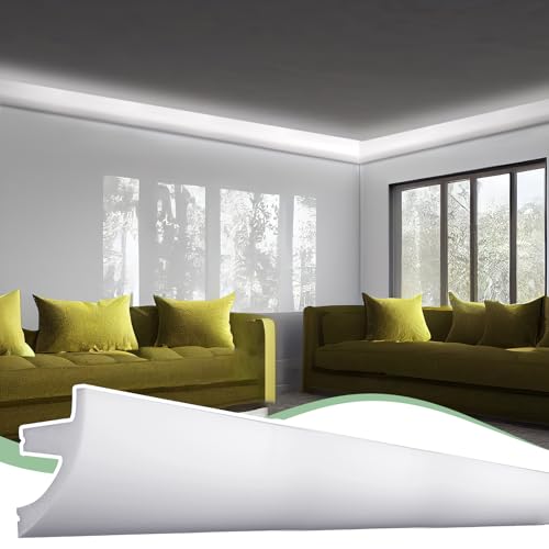 Image of Pushglossy 1 Pc 47.2 inch(Total 3.9Ft) Ceiling Crown Molding with LED Duct Kit