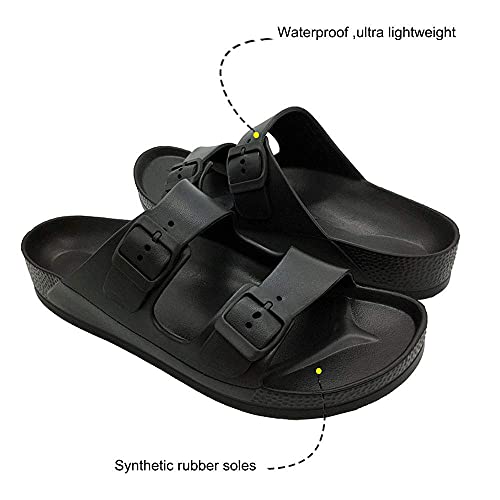 Image of Luffymomo Women's Eva Double Buckle Slides Sandals | Soft Footbed Adjustable Slip on Sandals, Comfortable Summer Beach