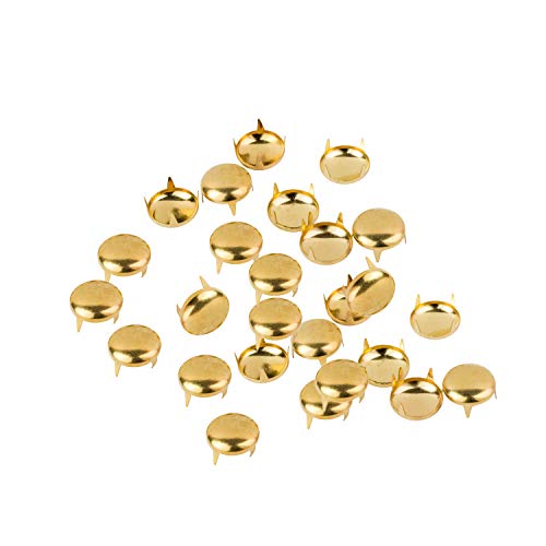 Trimming Shop 100 Round Nail Studs Rivets In Gold For Leather Clothing Bags Jeans Craft Punk Spikes Nail Head Stud Embellishment For Jeans Bags 9Mm Gold #TOP4