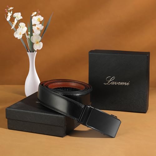 Image of Men's Real Leather Ratchet Dress Casual Belt, Cut to Exact Fit,Elegant Gift Box