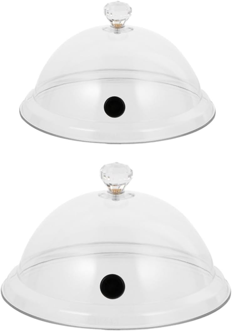 Kichvoe 2pcs Food Smoke Cover Set Large Medium Size Food Protector Dome for Serving Cakes Desserts and Snacks