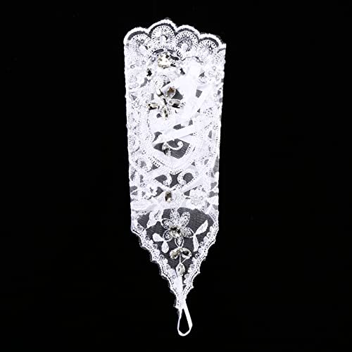 Guantes de encaje para novia blancos largos sin dedos con brillantes sexy 3