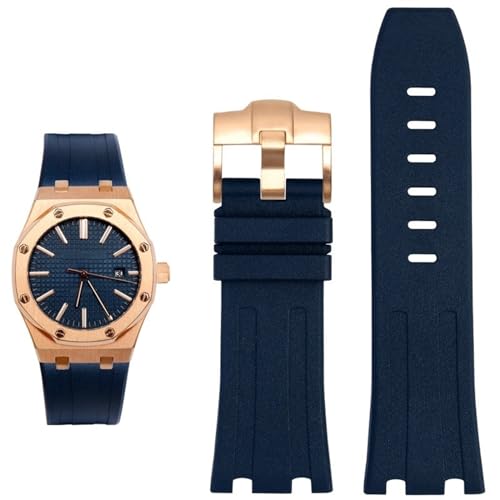 Bracelet de montre de 28mm pour AP Royal Oak Offshore 15703 accessoire silicone bleu