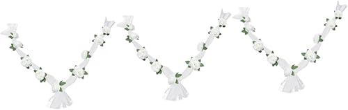 Miniatura 1 de DECHOUS 3 juegos de cinturón de coche de boda decoración de coche boda flor cinturón flores adornos verdes decoraciones boda fiesta falsa rosa