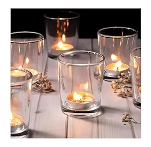 SPHINX Glass Votive Candle Holder, Tealight Candle Holder for Home D cor, Living Room, Table Centerpieces, Weddings, Dinner Parties, Candle Light Dinners, Gift - (Clear, Shot Glass-6 Pieces)