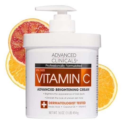 Advanced Clinicals Vitamin C Cream Visibly Brightening Body Lotion | Vitamin C Moisturizer Skin Care Body Cream For Women & Men Helps Visibly Improve Look Of Dark Spots & Uneven Skin Tone, 16 Ounce