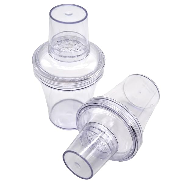 2 Pack 20 Ounce Leakingproof & Shatterproof 3-Piece Plastic Cocktail Martini Shaker with Threaded Screw Top & Premium Silicon Gasket & Built In Strainer with Straw Hole by FUJIDENSO - Used condition - US$9.09