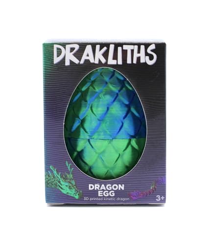 Joy Toy - Drakliths 24202 - 3D-gedrucktes Drachenei, Drachenei mit Drache, voll beweglicher Drache, Zappelspielzeug 7x7x9,5 cm