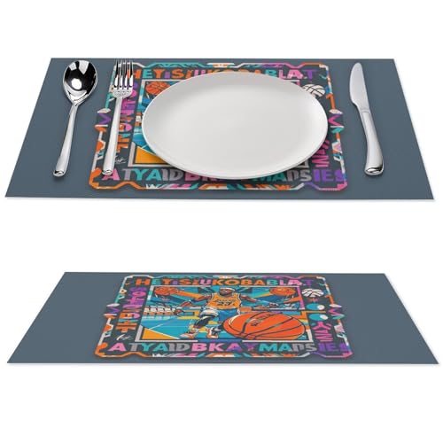 Sets de table basket-ball en PVC lavable et résistant pour repas quotidiens