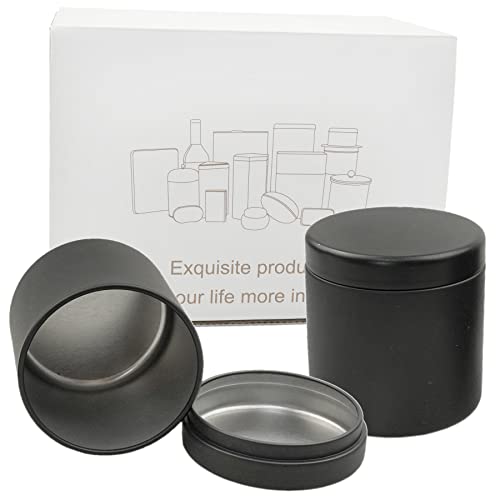 Empty Metal Candle Tins 3oz, 24 Pieces, for Candle Making,Mini Candle Tins DIY Candle Making Accessory Kit, Dry Storage Tins for Tea Candy Spice Gifts (Black)