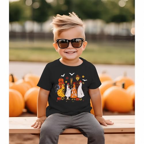 SOFEON Toddler Girl Boy Halloween Shirt Chick or Treat T-Shirt Cute Ghost Chicken Pumpkin Graphic Tees Spooky Season Tops3