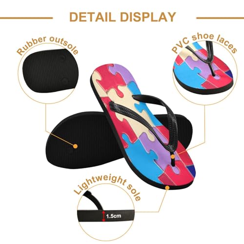 STAYTOP Colorful Puzzle Printing Flip Flops Sandals of Men's & Women's,Sandals Beach Slippers Shower Slides2