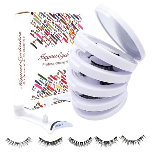 Pestañas magnéticas - 5 pares de accesorios de maquillaje de ojos de belleza ligeros | Pestañas magnéticas para los ojos, para mujeres, niñas, principiantes, esposas, novias