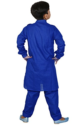 Image of JBN Creation Boys Cotton Linen Pathan Suit Set For Kids (Color: Blue)