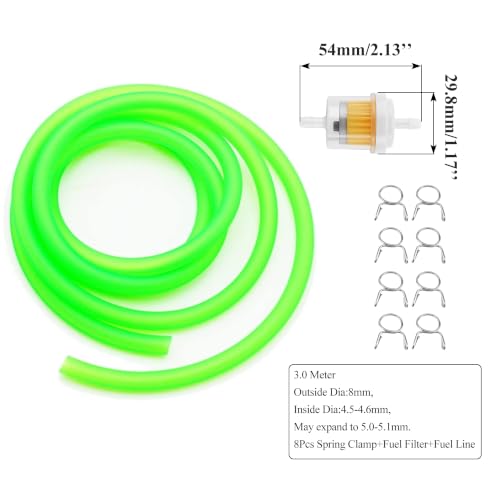 Image of PRO BAT 5mm /0.2'' Moped Gas Fuel Line Tube with Fuel Filter Spring Clips