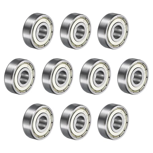 Image of sourcing map 10pcs 608ZZ Deep Groove Ball Bearings 8 x 22 x 7mm High Carbon Steel Double Shield Bearings for Electric Motor, Home Appliances, Garden Machinery, Silver Tone