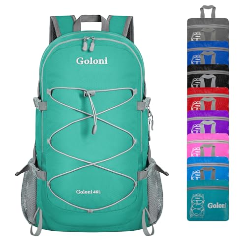 Mochila Deportiva Ligera Plegable 40L Celeste miniatura 1
