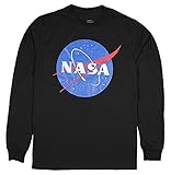 NASA Meatball Logo Long Sleeve Shirt Space Shuttle Rocket Science Geek Tee (Large, Black)