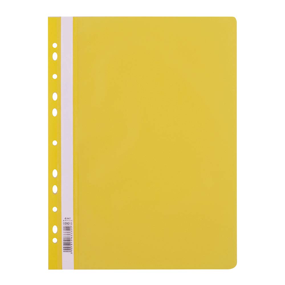 D.RECT Lux PP File Folder A4 with Perforation Strong Polypropylene Film Yellow
