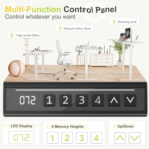Image of Furmax 40 Inches Electric Standing Desk, Home Office Desk with Phone Holder