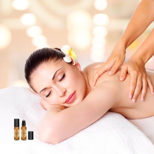 12 Stück Roll on Glasflaschen für Ätherisches Öl, 5ml Roll on Flasche Leer mit Edelstahl-Ball, Braune Rollon Flaschen mit Öffner,Tropfer, Strohhalm, Etiketten für Ätherische Öle, Parfüm, Massage