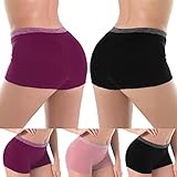 Ruxia Women's Seamless Boyshort Panties Nylon Spandex Underwear Stretch Boxer Briefs Pack of 5