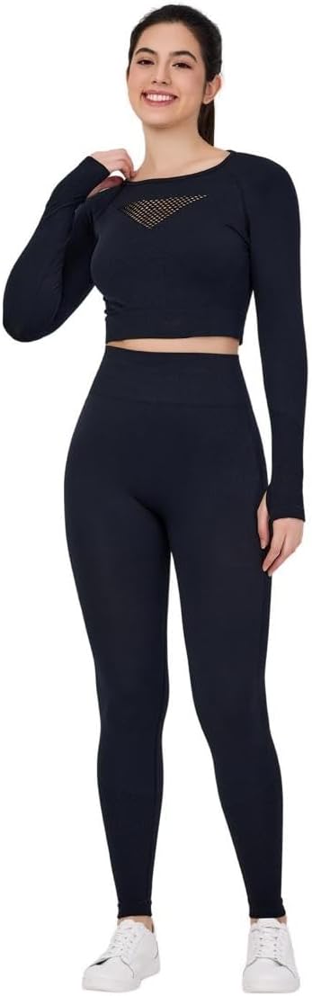 Women’s 2pcs Seamless Workout Set – High-Waisted Leggings & Crop Top for Yoga, Gym, Training & Fitness