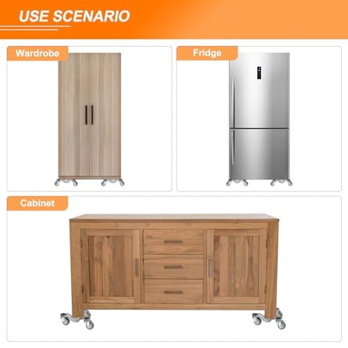Traslochi per mobili resistenti, confezione da 4 con 3 ruote ciascuna, supporta fino a 90,7 kg, per traslochi in casa e in ufficio