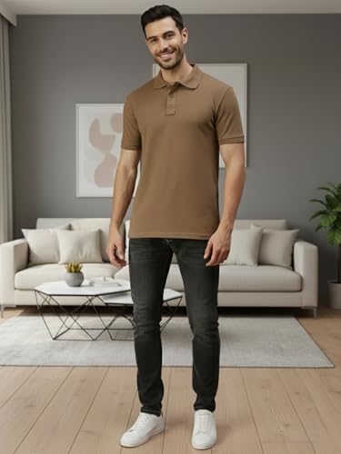 Image of Lux Cozi Men's Cotton Solid Polo Tshirt | Collar Tshirts | Half Sleeves | Stylish & Premium All Day Wear | Pack of 1
