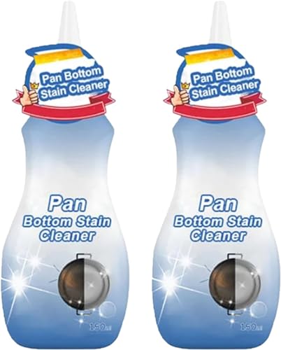 Lot de 2 nettoyants pour fond de poêle, nettoyant pour fond de poêle, nettoyant de cuisine en acier inoxydable, agent d'élimination de la rouille pour fond d'ustensiles de cuisine, 150 ml