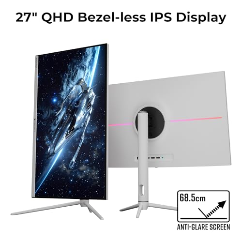 Zebronics N27C 27 inch Gaming Monitor, QHD 2560x1440, IPS-Antiglare Display, 300Nits, 180Hz, 1ms MPRT, HDR10, 99% sRGB | 93% DCI-P3, Adaptive Sync, 2 x DP | 2 x HDMI | 1 x 3.5mm