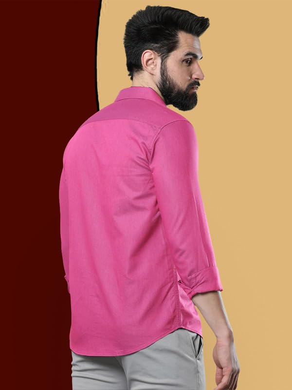 Image of Pinkmint Combo of Men Casual Cotton Blend Full Sleeves Formal Regular Slim Fit Plain Office Shirts