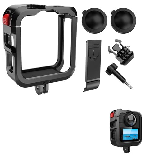 SHEAWA for GoPro Max2 �t���[��+�o�b�e���[�J�o�[+�����Y�J�o�[ �g���}�E���g�A�_�v�^�[ �A���~�� �R�[���h�V���[&�}�E���g�A�_�v�^�[�t �֗��ɏ[�d �ϏՌ� ��� �y�� �P�[�X �J�o�[ �O�r�⎩�B��_�ALED���C�g�A�}�C�N�Ȃǂ̎B�e�A�N