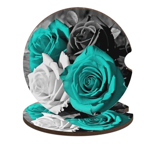 Portavasos para carro de madera con diseño floral, 2 piezas miniatura 1